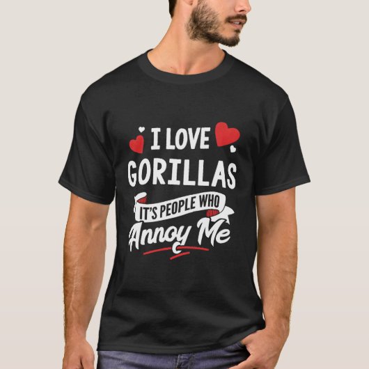 ゴリラデザインギフト – I Love Gorillas! Tシャツ (正面)