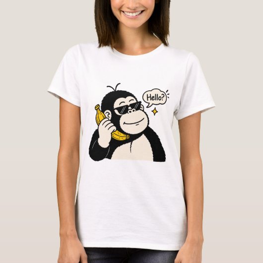ゴリラバナナ電話 女性用Tシャツ Tシャツ (正面)