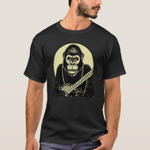 ゴリラバンジョピッカーヴィンテージ80年代ミュージックモンキー Tシャツ
