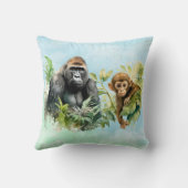 ゴリラパーソナライズされたチンパンジージャングルモノグラム クッション (裏面)