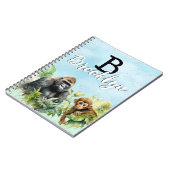 ゴリラパーソナライズされたチンパンジージャングルモノグラム ノートブック (左側)