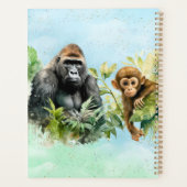 ゴリラパーソナライズされたチンパンジージャングルモノグラム プランナー手帳 (裏面)