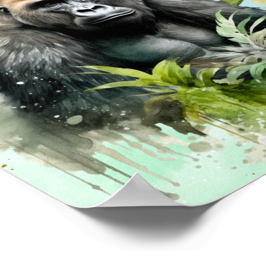 ゴリラパーソナライズされたチンパンジージャングルモノグラム ポスター (角)