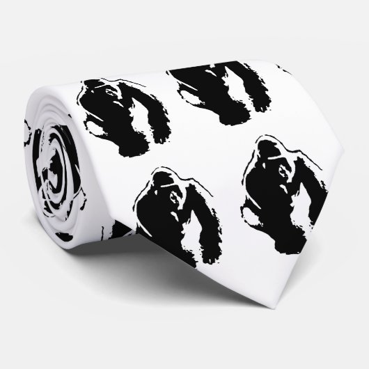 ゴリラブラック&ホワイトポップ・アートのアートカスタムネクタイ ネクタイ (ロール)