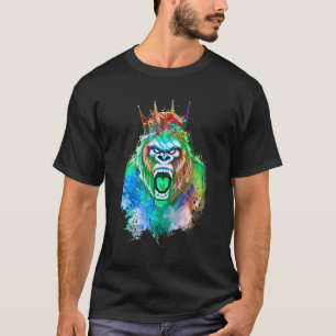 ゴリラヘッドキングクラウンカラフルビーストトレーニングジム Tシャツ