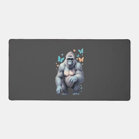 ゴリラベク絵を描トル愛らしいおもしろい遊動物 デスクマット (正面)