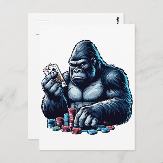 ゴリラペ遊のカードトランプのポーカー賭博 ポストカード (正面/裏面)