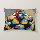 ゴリラボディビルダーウェイトリフターポップ・アートのアートマンガ アクセントクッション (裏面)