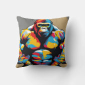 ゴリラボディビルダーウェイトリフターポップ・アートのアートマンガ クッション (裏面)