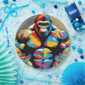 ゴリラボディビルダーウェイトリフターポップ・アートのアートマンガ ペーパープレート (パーティー)