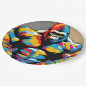 ゴリラボディビルダーウェイトリフターポップ・アートのアートマンガ ペーパープレート (アングル)