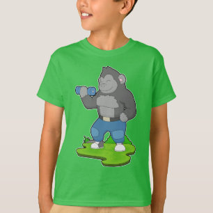 ゴリラボディビルダーダンベルボディビル Tシャツ