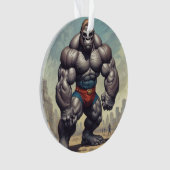 ゴリラボディビルダーポップ・アートのアートマンガスケッチ オーナメント (正面)