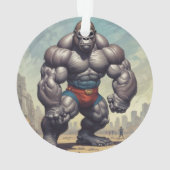 ゴリラボディビルダーポップ・アートのアートマンガスケッチ オーナメント (裏面)