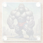 ゴリラボディビルダーポップ・アートのアートマンガスケッチ ガラスコースター (裏面)