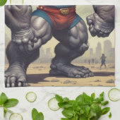 ゴリラボディビルダーポップ・アートのアートマンガスケッチ キッチンタオル (折り畳み)