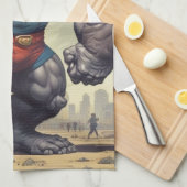 ゴリラボディビルダーポップ・アートのアートマンガスケッチ キッチンタオル (四つ折り)