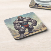 ゴリラボディビルダーポップ・アートのアートマンガスケッチ コースター (左側)