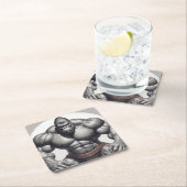 ゴリラボディビルダーポップ・アートのアートマンガスケッチ スクエアペーパーコースター (インサイチュ)