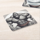 ゴリラボディビルダーポップ・アートのアートマンガスケッチ スクエアペーパーコースター (アングル)