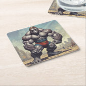 ゴリラボディビルダーポップ・アートのアートマンガスケッチ スクエアペーパーコースター (アングル)