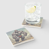 ゴリラボディビルダーポップ・アートのアートマンガスケッチ ストーンコースター (横)