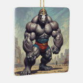 ゴリラボディビルダーポップ・アートのアートマンガスケッチ セラミックオーナメント (右)