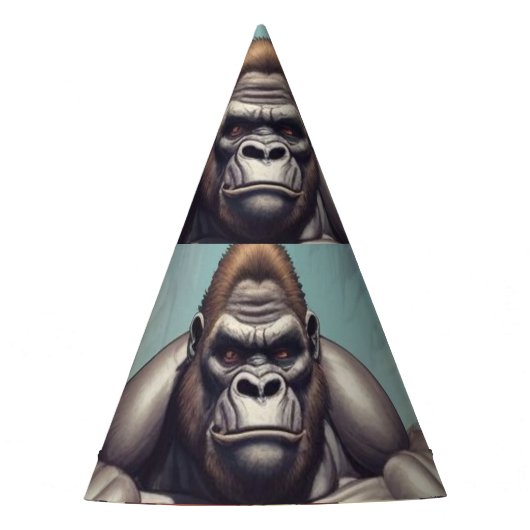 ゴリラボディビルダーポップ・アートのアートマンガスケッチ パーティーハット (正面)