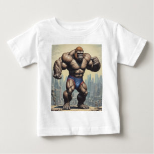 ゴリラボディビルダーポップ・アートのアートマンガスケッチ ベビーTシャツ