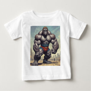 ゴリラボディビルダーポップ・アートのアートマンガスケッチ ベビーTシャツ