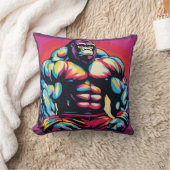 ゴリラボディビルダーポップ・アートのリフターArt Cartoon クッション (ブランケット)