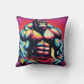 ゴリラボディビルダーポップ・アートのリフターArt Cartoon クッション (裏面)