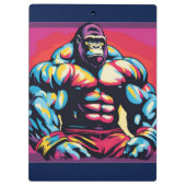 ゴリラボディビルダーポップ・アートのリフターArt Cartoon クリップボード (裏面)