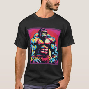ゴリラボディビルダーポップ・アートのリフターArt Cartoon Tシャツ