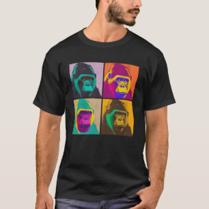 ゴリラポップ・アートのイラストレーションカラフル動物女性 Tシャツ