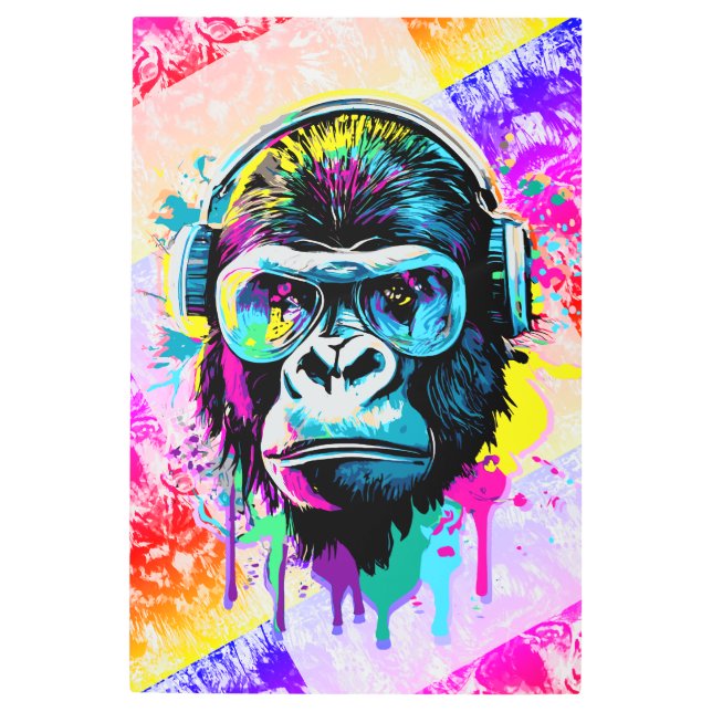 ゴリラモンキーカラフル- Gorilla 絵を描's メタルプリント (正面)