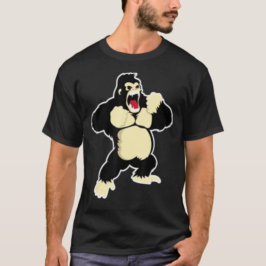 ゴリラモンキーサル動物動物園 Tシャツ (正面)