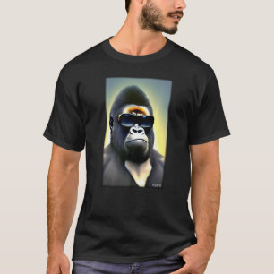 ゴリラモンキーサングラス野生動物動物園 Tシャツ