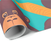 ゴリラレトロカラフルパタパーソナライズされたーン ラッピングペーパー (ロールコーナー)