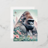 ゴリラヴィンテージ動物自然環境シティアート 箔シーズンポストカード (正面/裏面)