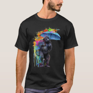 ゴリラ傘のアートワークカラフルアニマルモンキーZ Tシャツ