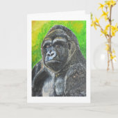 ゴリラ勉強誕生日カード カード (黄色い花)