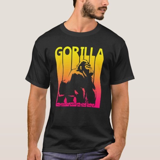 ゴリラ動物のレトロ衣装 Tシャツ (正面)
