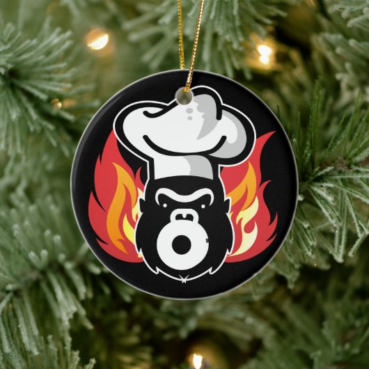 ゴリラ焼きシェフ炎の料理クリスマス セラミックオーナメント (ツリー)