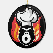 ゴリラ焼きシェフ炎の料理クリスマス セラミックオーナメント (左)