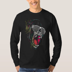 ゴリラ猿のヘッドフォン Tシャツ