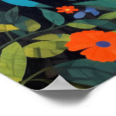 ゴリラ絵画の花カラフルの葉ポスター ポスター (角)