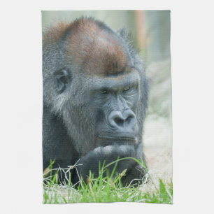 ゴリラ考え入 キッチンタオル