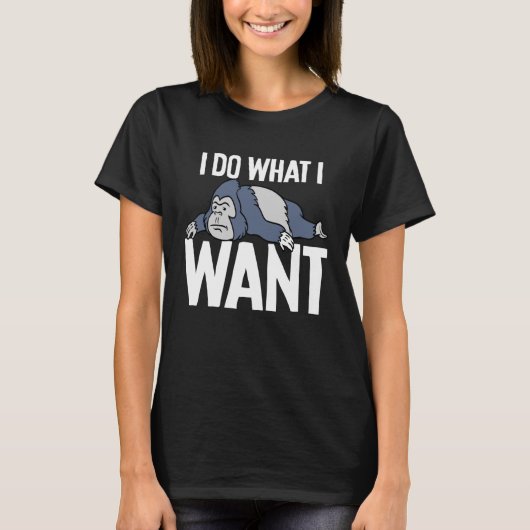 ゴリラ自分の好きなことをする Tシャツ (正面)
