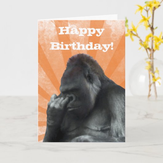 ゴリラ誕生日カード カード (黄色い花)